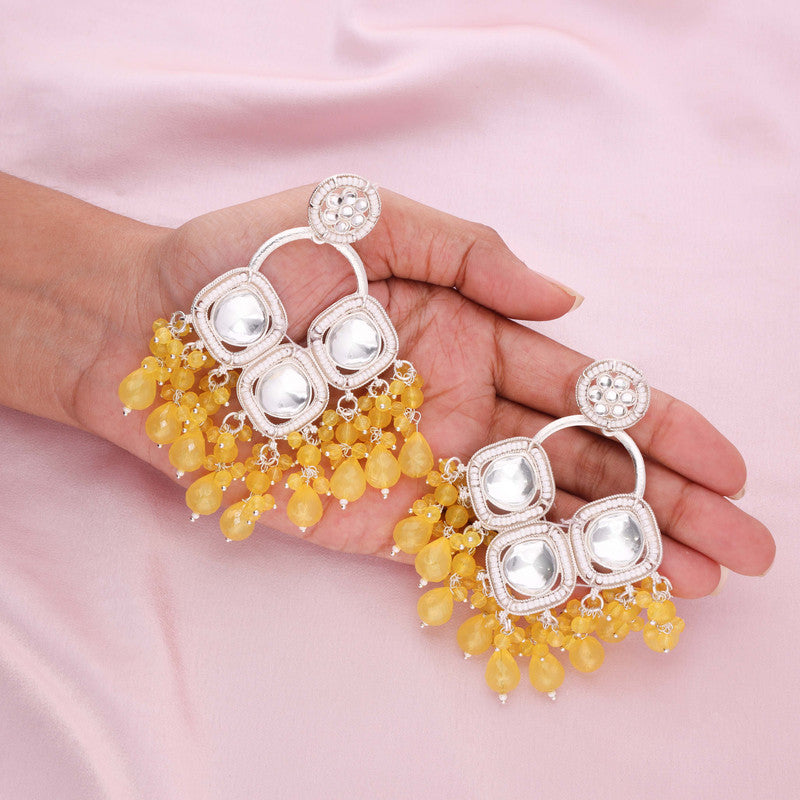 Tehzeeb Creations Gold Polish Yellow Colour Earrings - Distacart