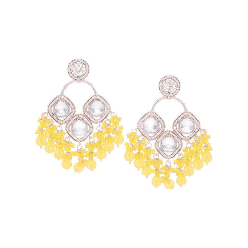 Tehzeeb Creations Gold Polish Yellow Colour Earrings - Distacart