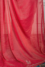 Morchari Pink Pure Chiffon Hand Embroidery Saree And Stitched Blouse - Distacart