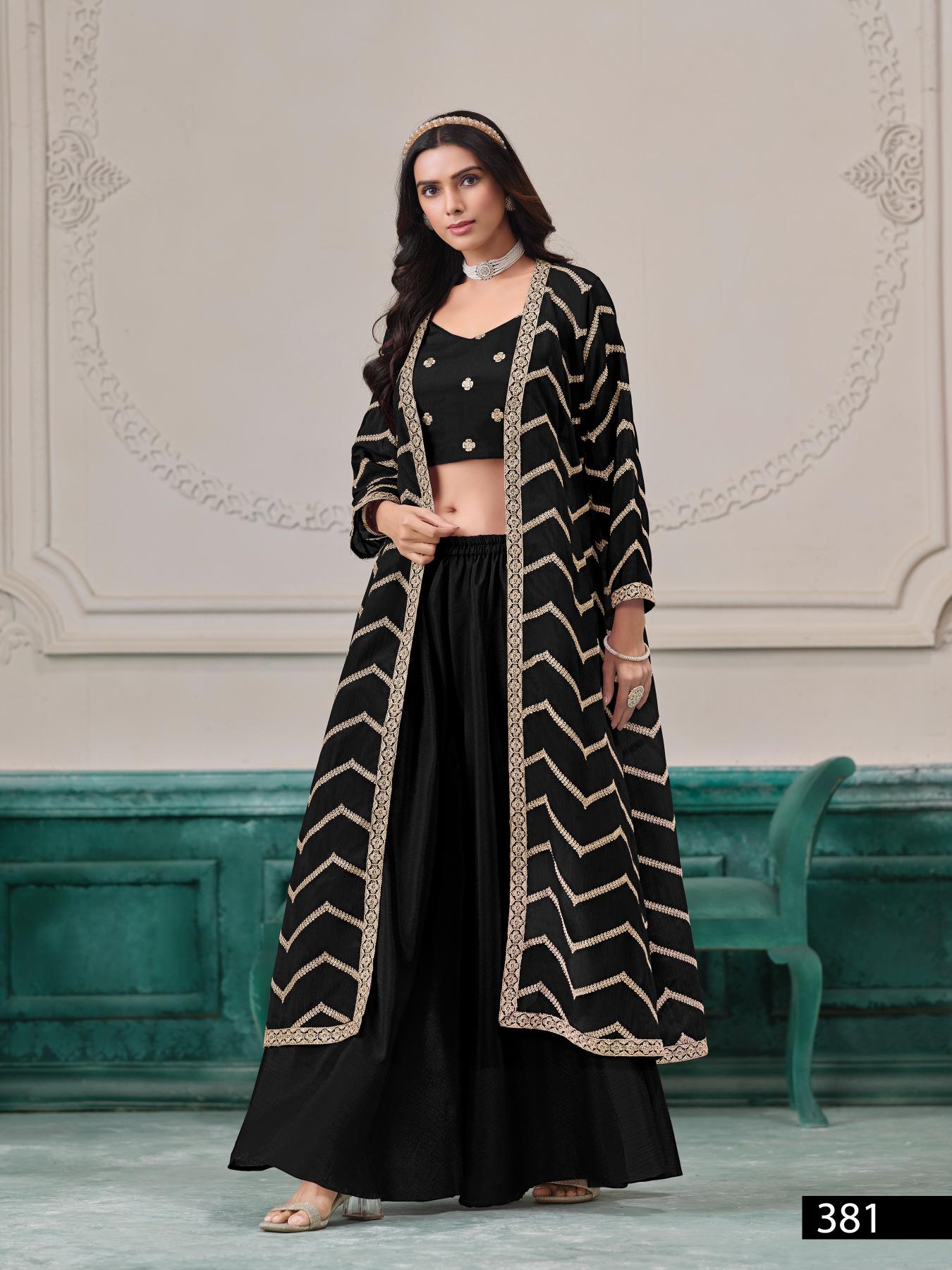 Anaita Black Chinon Designer Stitched Indo Western - Distacart