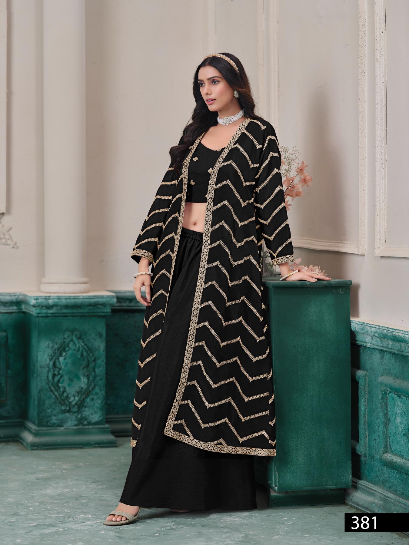 Anaita Black Chinon Designer Stitched Indo Western - Distacart