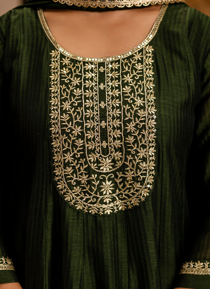 Vellora Silk Blend Mehendi Party Wear Embroidery Work Readymade Salwar Suit - Distacart