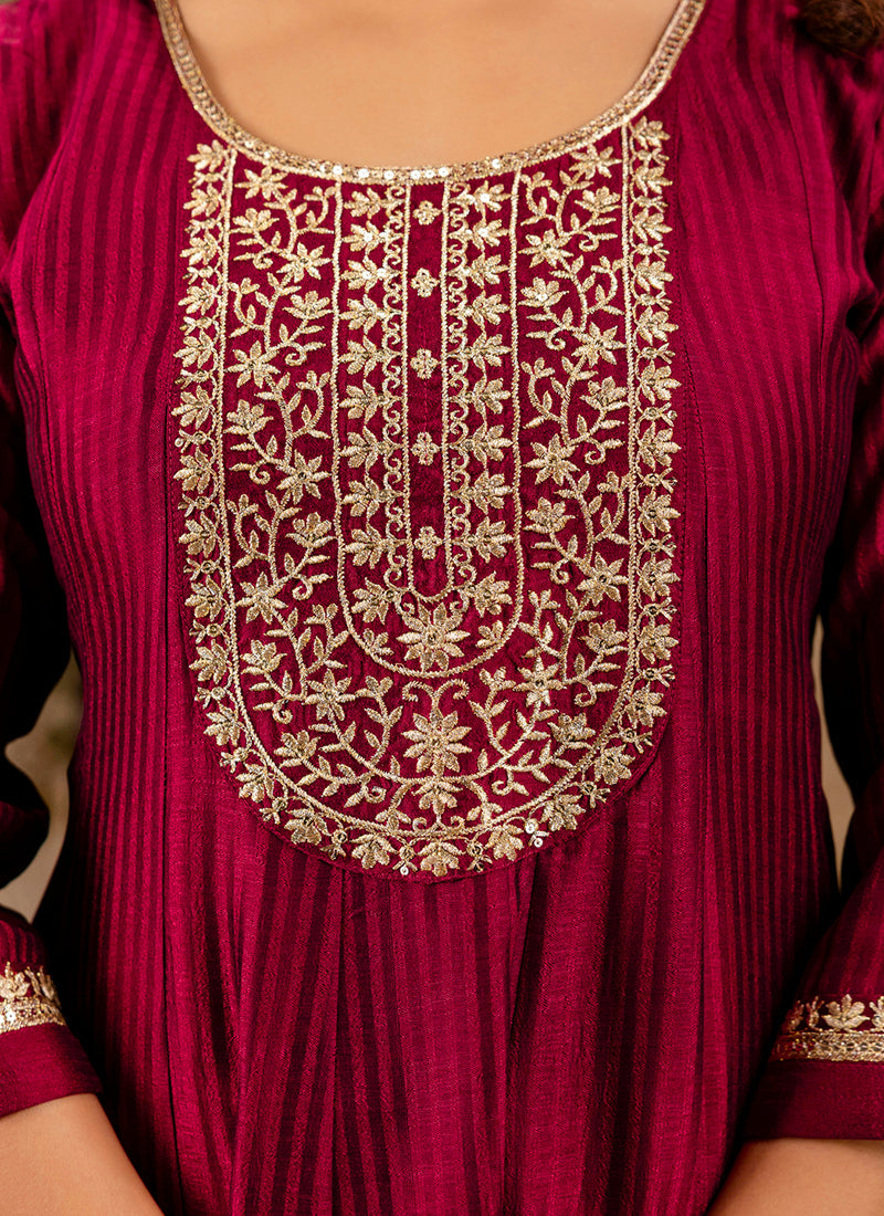Vellora Silk Blend Maroon Party Wear Embroidery Work Readymade Salwar Suit - Distacart