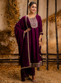 Vellora Silk Blend Wine Party Wear Embroidery Work Readymade Salwar Suit - Distacart
