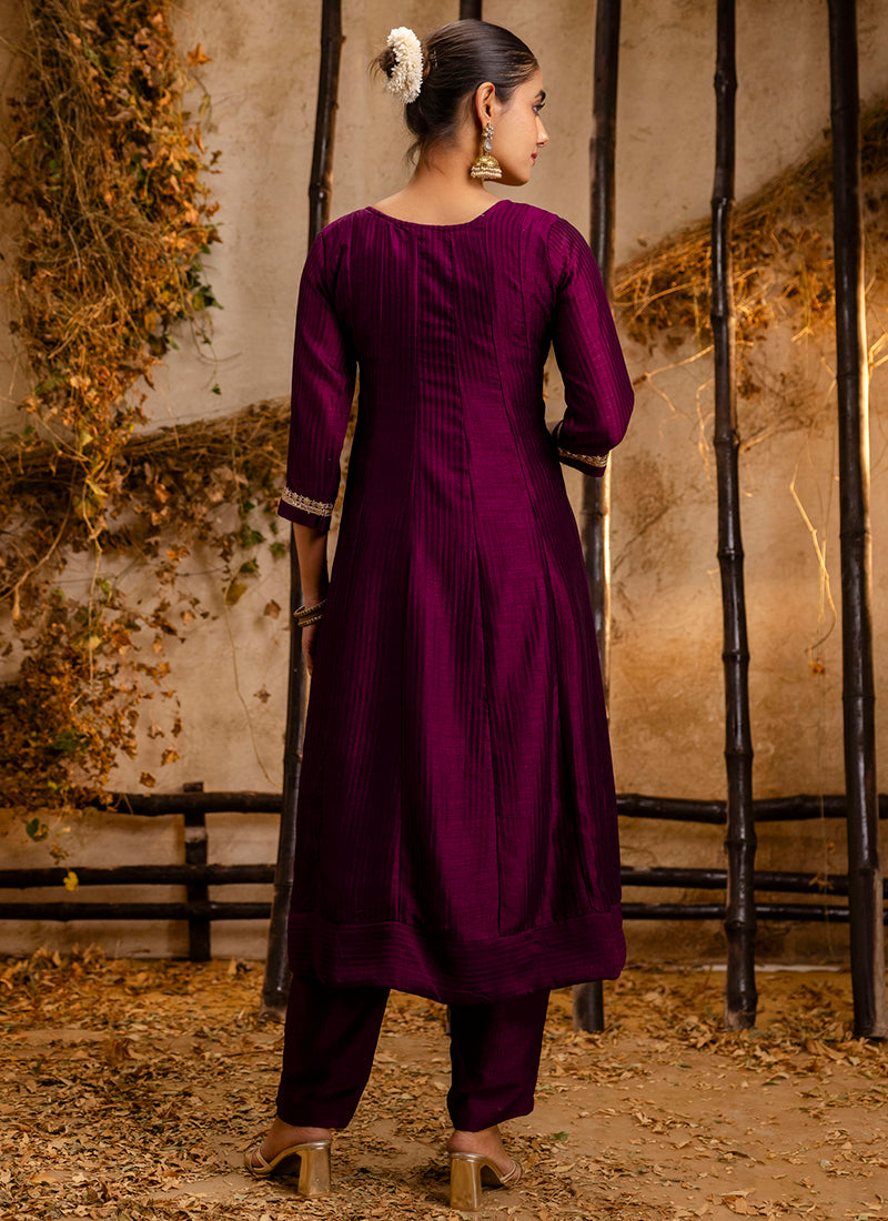 Vellora Silk Blend Wine Party Wear Embroidery Work Readymade Salwar Suit - Distacart