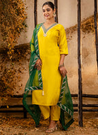 Vellora Silk Blend Yellow Party Wear Embroidery Work Readymade Salwar Suit - Distacart
