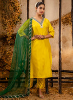 Vellora Silk Blend Yellow Party Wear Embroidery Work Readymade Salwar Suit - Distacart