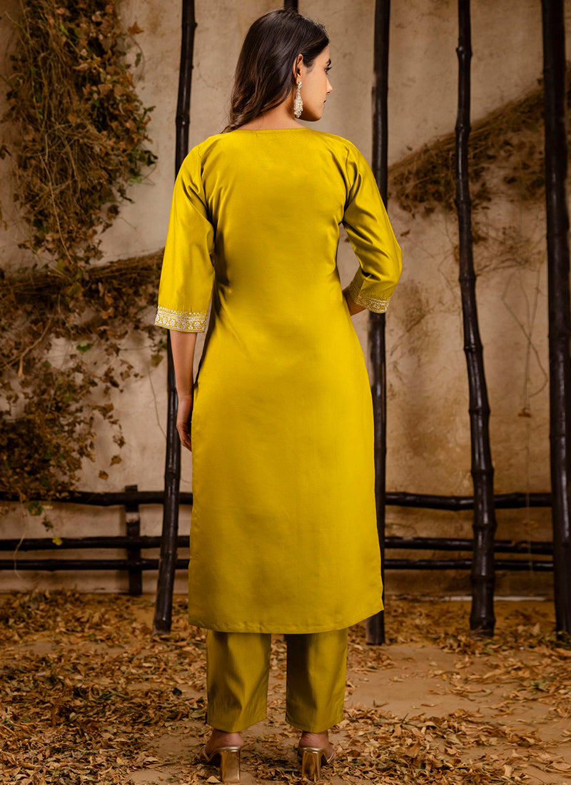 Vellora Viscose Yellow Festival Wear Embroidery Work Readymade Salwar Suit - Distacart