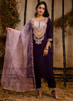 Vellora Viscose Wine Festival Wear Embroidery Work Readymade Salwar Suit - Distacart