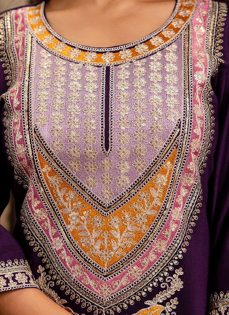 Vellora Viscose Wine Festival Wear Embroidery Work Readymade Salwar Suit - Distacart
