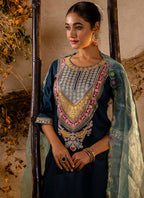 Vellora Viscose Teal Festival Wear Embroidery Work Readymade Salwar Suit - Distacart