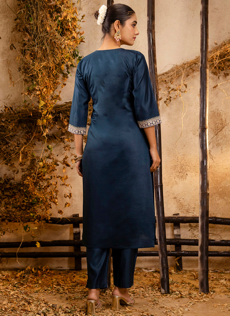 Vellora Viscose Teal Festival Wear Embroidery Work Readymade Salwar Suit - Distacart