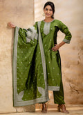 Vellora Cotton Blend Mehendi Party Wear Weaving Work Readymade Salwar Suit - Distacart