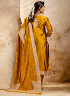 Vellora Cotton Blend Mustard Party Wear Weaving Work Readymade Salwar Suit - Distacart