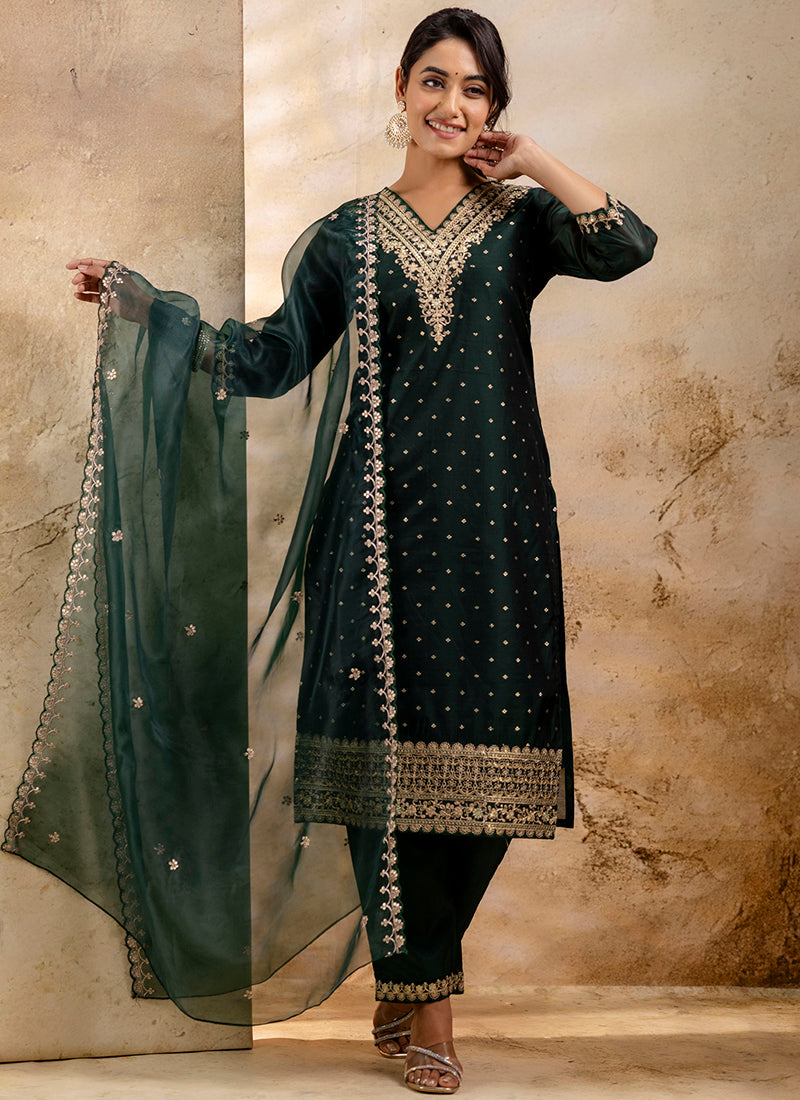 Vellora Chanderi Silk Lavender Party Wear Embroidery Work Readymade Salwar Suit - Distacart