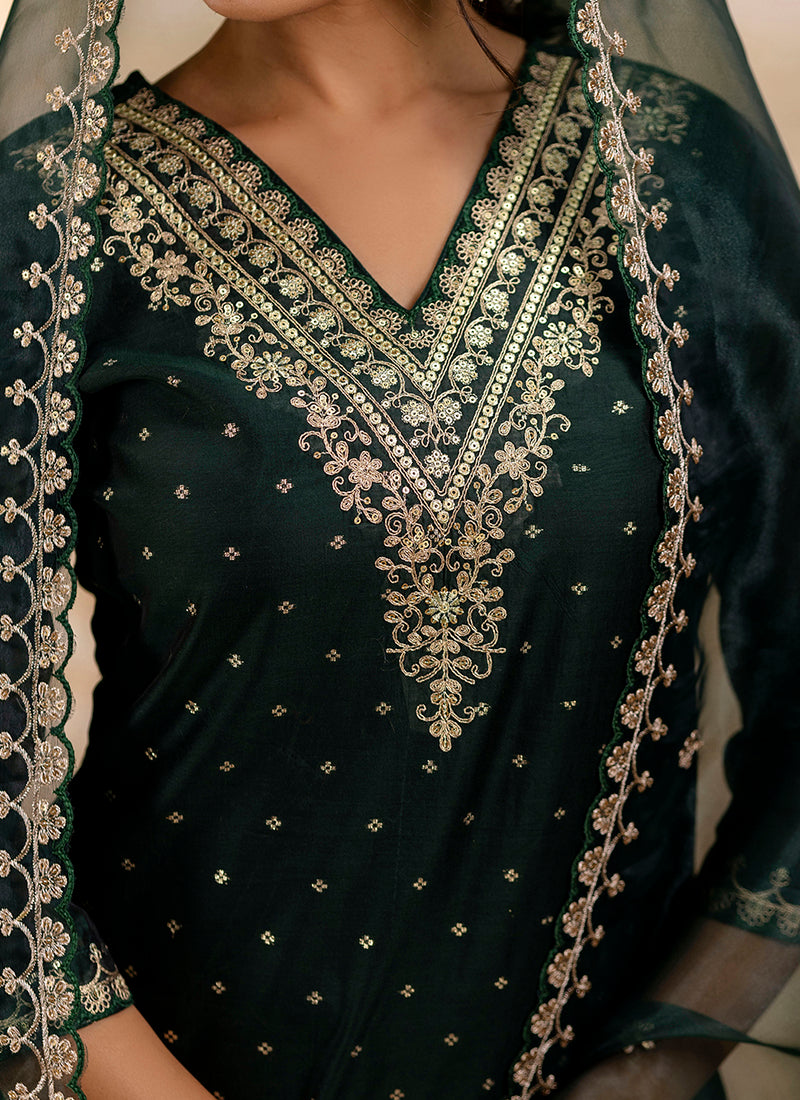 Vellora Chanderi Silk Lavender Party Wear Embroidery Work Readymade Salwar Suit - Distacart