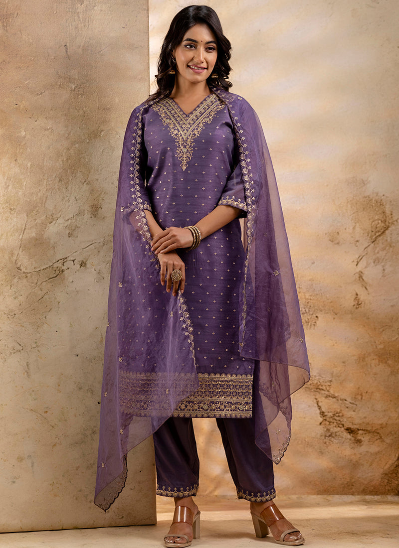 Vellora Chanderi Silk Pink Party Wear Embroidery Work Readymade Salwar Suit - Distacart