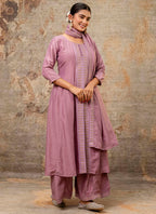 Vellora Silk Blend Dusty Pink Casual Wear Embroidery Work Readymade Plazzo Suit - Distacart