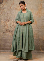 Vellora Silk Blend Sage Green Casual Wear Embroidery Work Readymade Plazzo Suit - Distacart