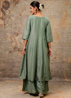 Vellora Silk Blend Sage Green Casual Wear Embroidery Work Readymade Plazzo Suit - Distacart