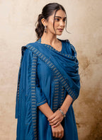 Vellora Silk Blend Navy Blue Casual Wear Embroidery Work Readymade Plazzo Suit - Distacart
