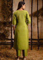 Vellora Silk Blend Olive Green Party Wear Embroidery Work Readymade Salwar Suit - Distacart