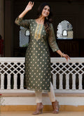 Vellora Silk Blend Brown Party Wear Embroidery Work Readymade Kurti - Distacart