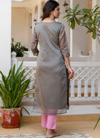 Vellora Silk Blend Mehendi Party Wear Embroidery Work Readymade Kurti - Distacart