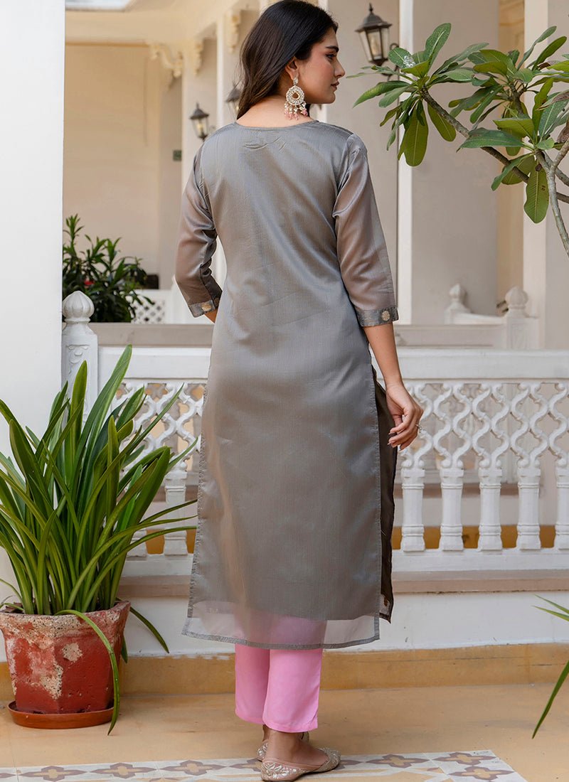 Vellora Silk Blend Mehendi Party Wear Embroidery Work Readymade Kurti - Distacart
