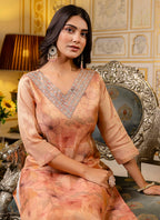 Vellora Silk Blend Grey Party Wear Embroidery Work Readymade Kurti - Distacart
