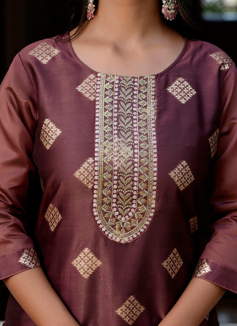 Vellora Silk Blend Peach Party Wear Embroidery Work Readymade Kurti - Distacart