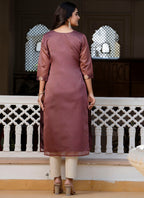 Vellora Silk Blend Peach Party Wear Embroidery Work Readymade Kurti - Distacart