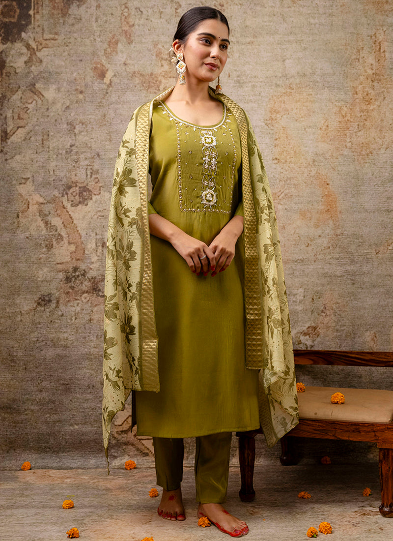 Vellora Shimmer Silk Baby Pink Casual Wear Hand Work Readymade Salwar Suit - Distacart