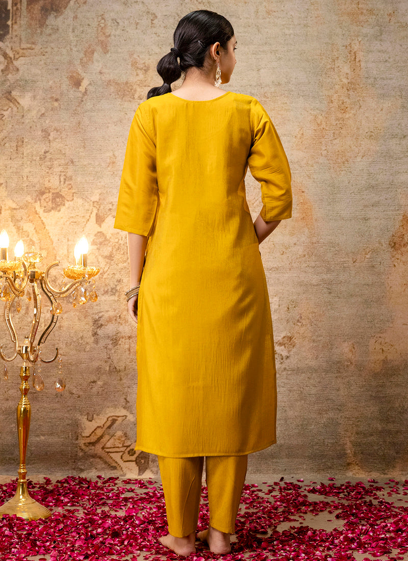 Vellora Shimmer Silk Mehendi Casual Wear Hand Work Readymade Salwar Suit - Distacart