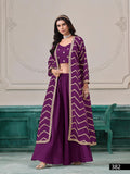 Anaita Purple Chinon Designer Stitched Indo Western - Distacart