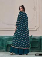 Anaita Teal Chinon Designer Stitched Indo Western - Distacart