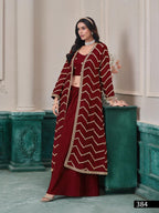 Anaita Maroon Chinon Designer Stitched Indo Western - Distacart