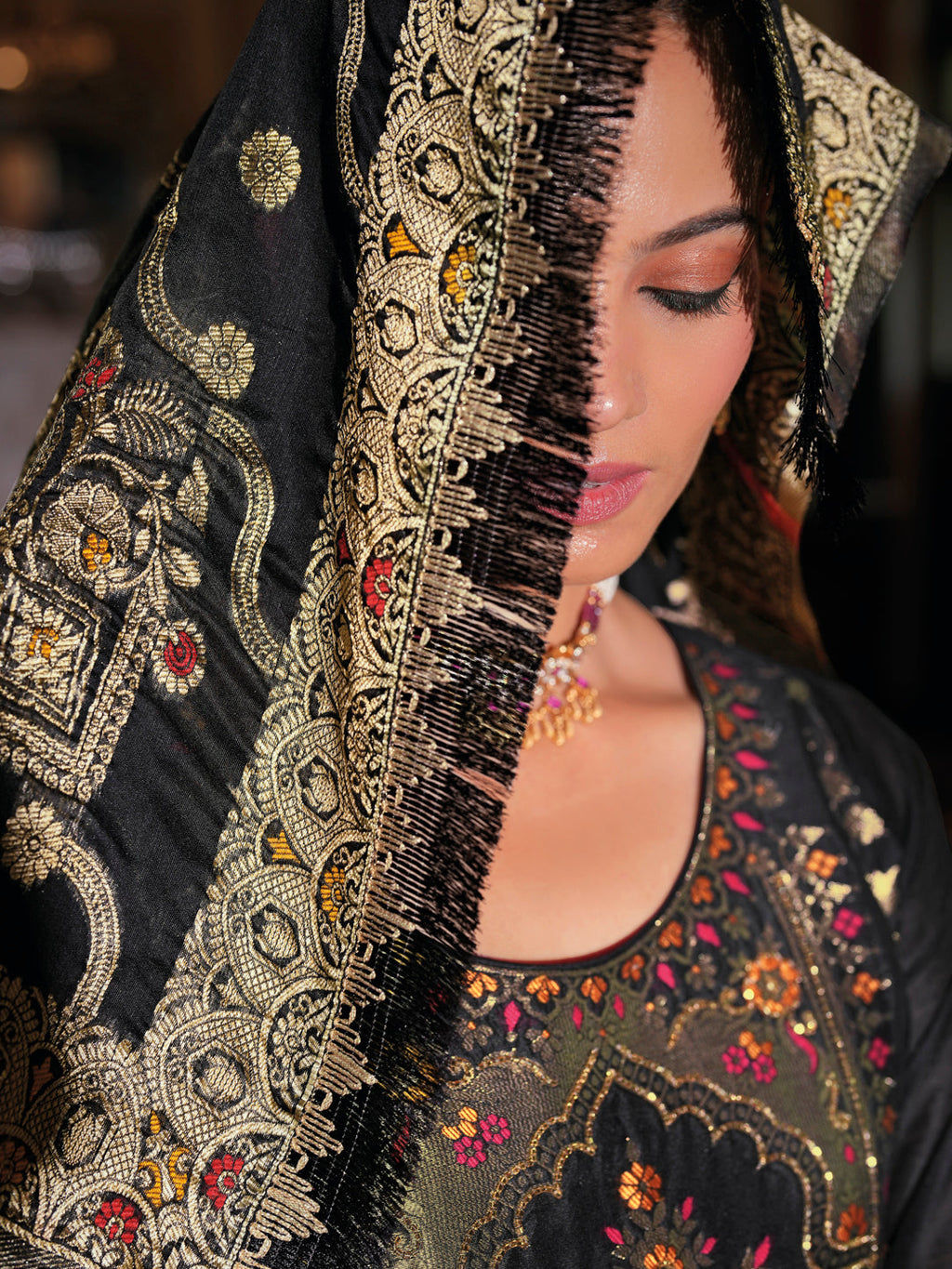 Vellora Jacquard Silk Black Party Wear Embroidery Work Readymade Salwar Suit - Distacart