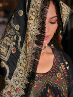 Vellora Jacquard Silk Black Party Wear Embroidery Work Readymade Salwar Suit - Distacart