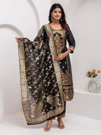 Vellora Jacquard Silk Black Party Wear Embroidery Work Readymade Salwar Suit - Distacart
