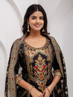 Vellora Jacquard Silk Black Party Wear Embroidery Work Readymade Salwar Suit - Distacart