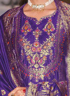 Vellora Jacquard Silk Royal Blue Party Wear Embroidery Work Readymade Salwar Suit - Distacart