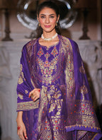 Vellora Jacquard Silk Royal Blue Party Wear Embroidery Work Readymade Salwar Suit - Distacart
