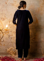 Vellora Velvet Blue Party Wear Embroidery Work Readymade Salwar Suit - Distacart