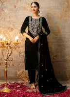 Vellora Velvet Dark Green Party Wear Embroidery Work Readymade Salwar Suit - Distacart