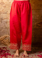 Vellora Silk Blend Bright Red Party Wear Embroidery Work Readymade Salwar Suit - Distacart