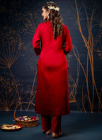 Vellora Cotton Silk Blend Maroon Party Wear Embroidery Work Readymade Salwar Suit - Distacart