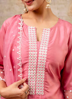 Vellora Silk Blend Pink Party Wear Embroidery Work Readymade Salwar Suit - Distacart