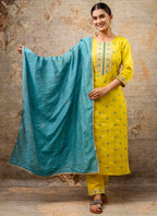 Vellora Silk Blend Yellow Party Wear Embroidery Work Readymade Salwar Suit - Distacart