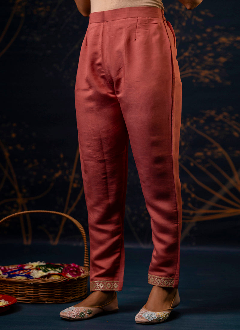 Vellora Silk Blend Peach Party Wear Embroidery Work Readymade Salwar Suit - Distacart